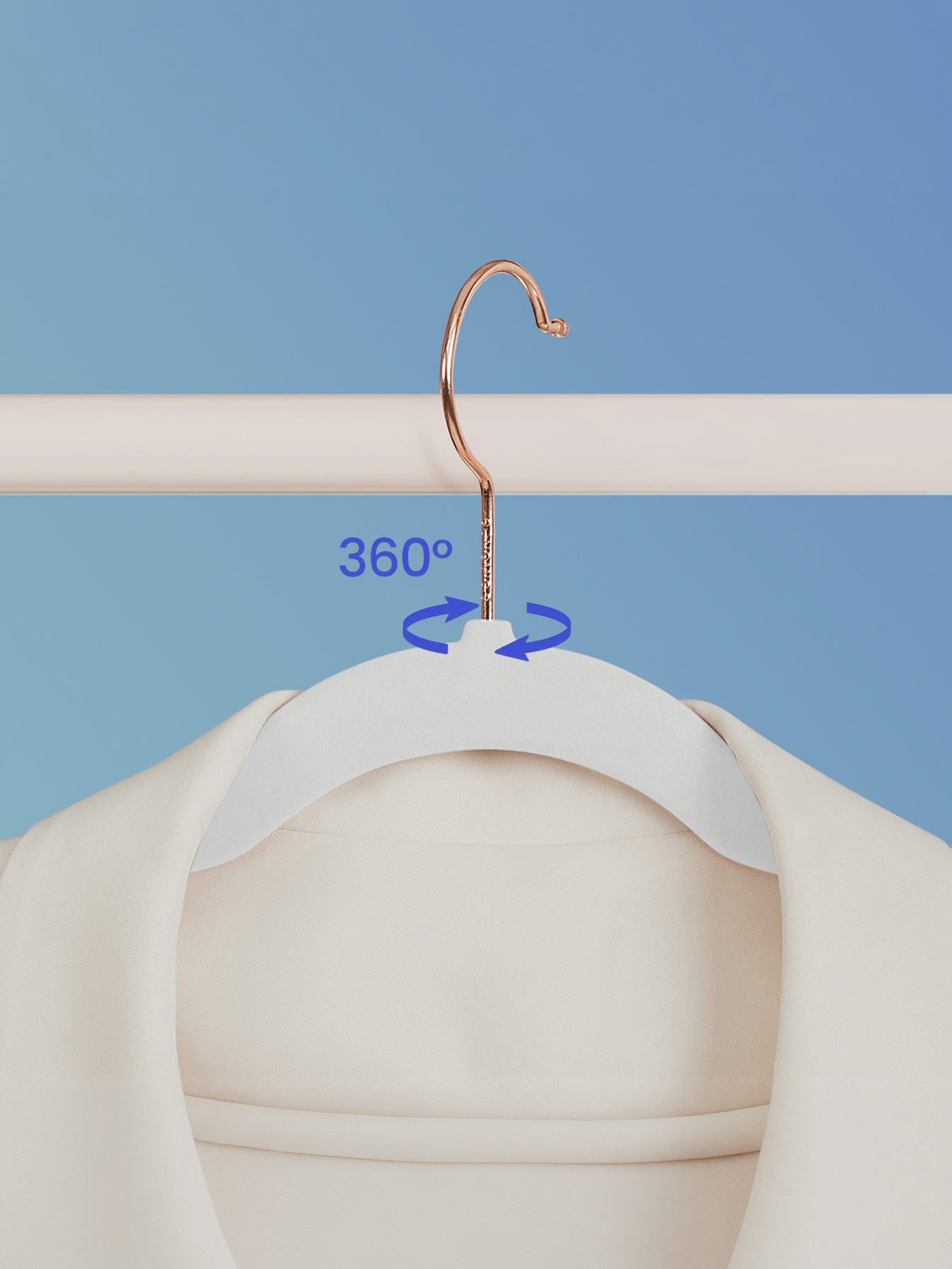 Set of 50 Slim Velvet Hangers, Non-Slip Space Saving Clothes Hangers with Rose Gold Swivel Hooks for Closet, White