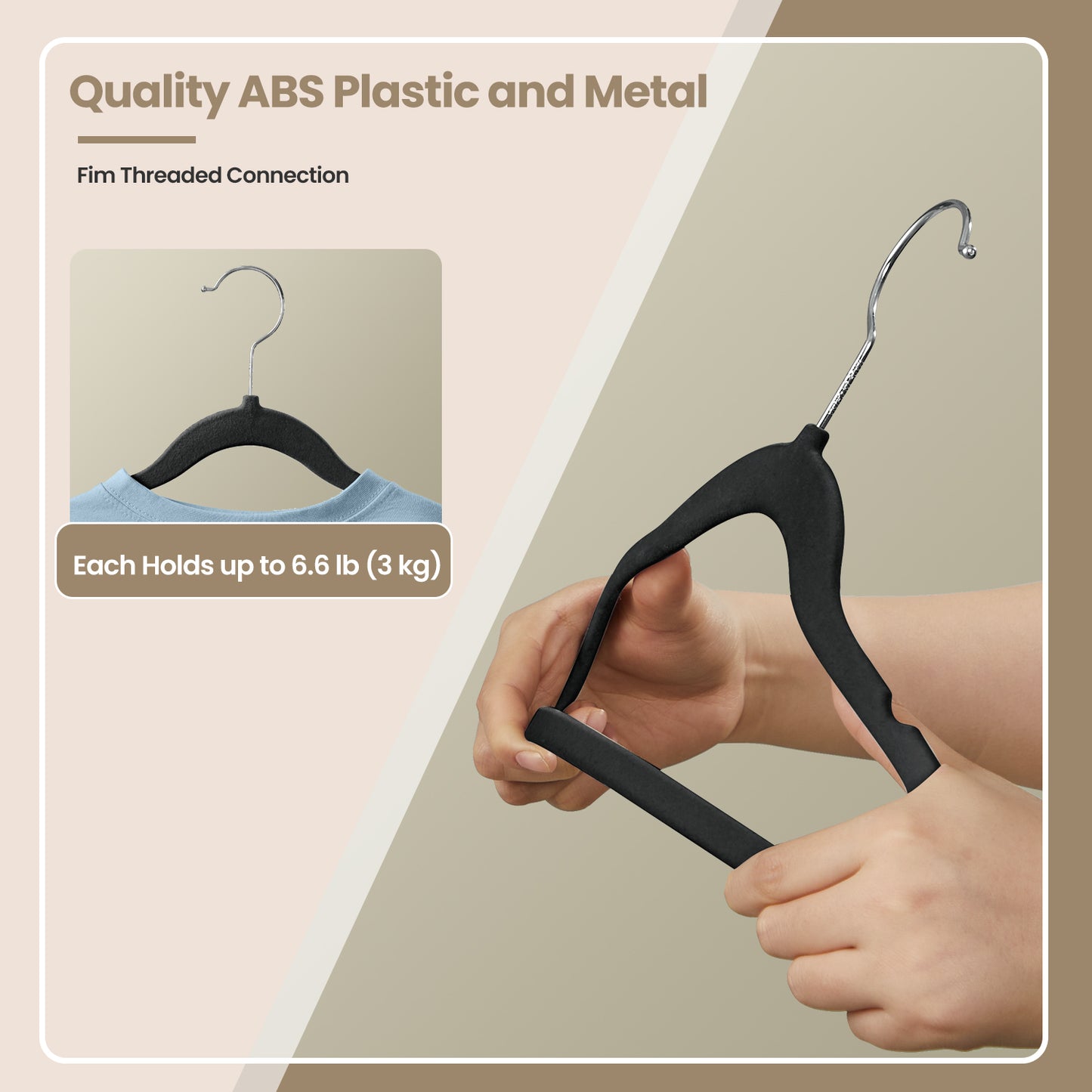 50 Pack Kids Velvet Hangers, 11.8 x 8.1 Inch Non-Slip Closet Hangers with Silver Swivel Hooks for Nursery, Ink Black
