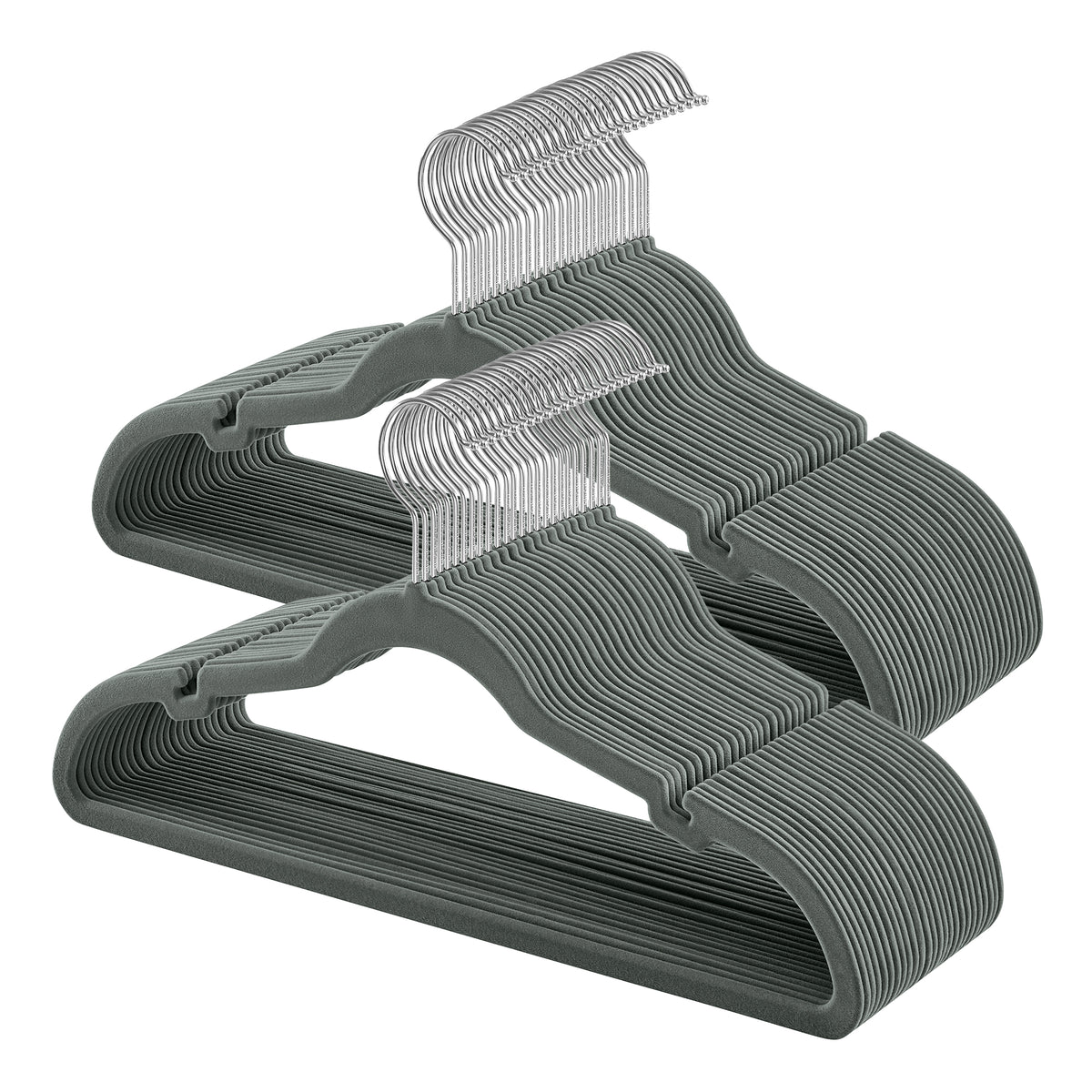 LEDREM Velvet Hangers 50 Pack, Non-Slip Space Saving Clothes Hangers with Swivel Hook, 16.9 x 8.7 x 0.2 Inches, Gray