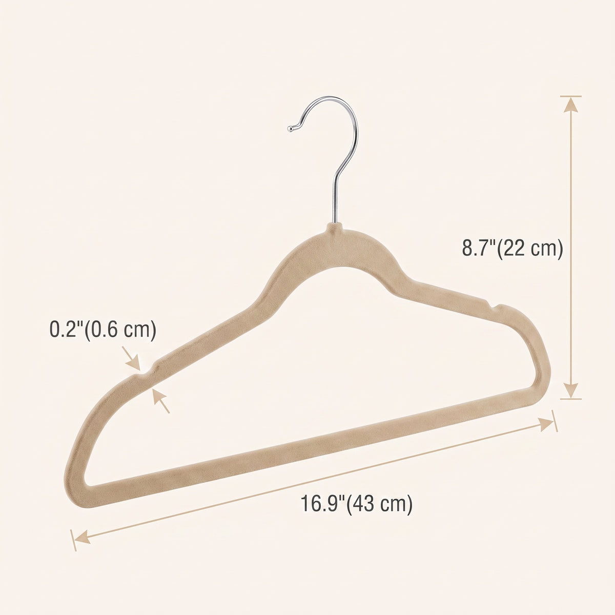 LEDREM Velvet Hangers 50 Pack, Non-Slip Clothes Hangers, Suit Hangers with Shoulder Notches, Pants Bar, 360° Swivel Hook, for Closet, Beige