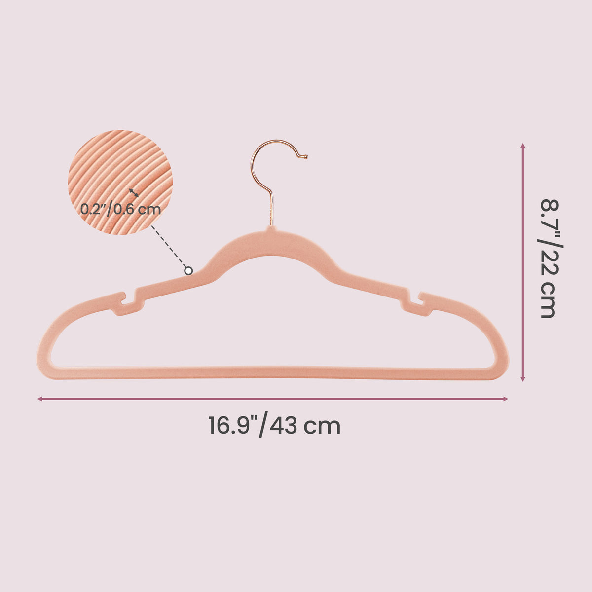 LEDREM Velvet Hangers 50 Pack, Non-Slip Clothes Hangers, Suit Hangers with Shoulder Notches, Pants Bar, 360° Swivel Hook, for Closet, Pink