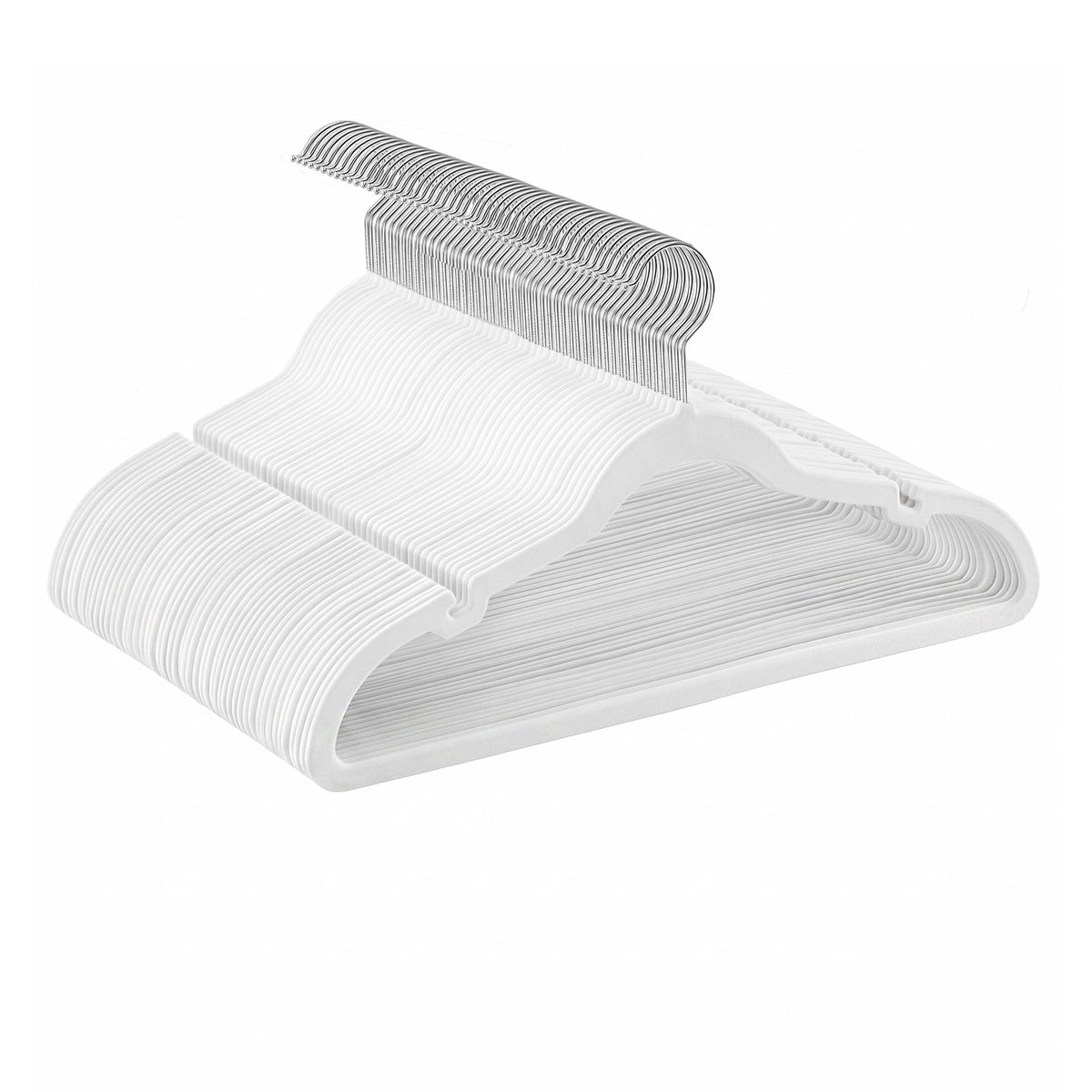 LEDREM Velvet Hangers 50 Pack, Non-Slip Clothes Hangers, Suit Hangers with Shoulder Notches, Pants Bar, 360° Swivel Hook, for Closet, White