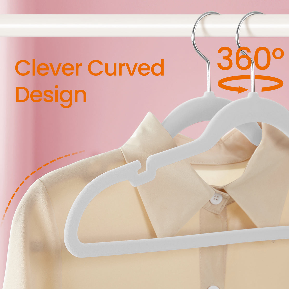 LEDREM Velvet Hangers 60 Pack, Non-Slip Clothes Hangers, Suit Hangers with Shoulder Notches, Pants Bar, 360° Swivel Hook, for Closet, Cloud White
