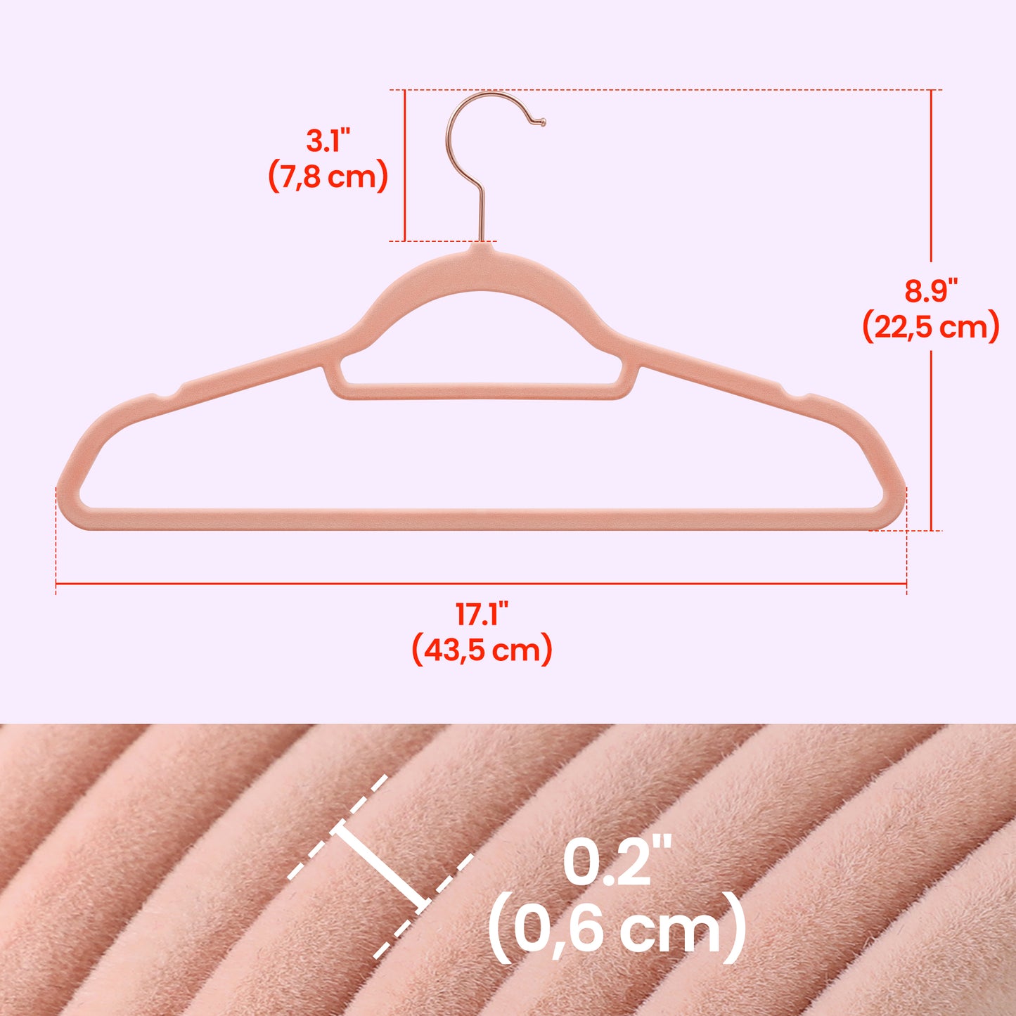 100-Pack Non-Slip Velvet Hangers with 360° Swivel Hooks, Space Saving Closet Organizers for Coats Dresses, Coral Pink