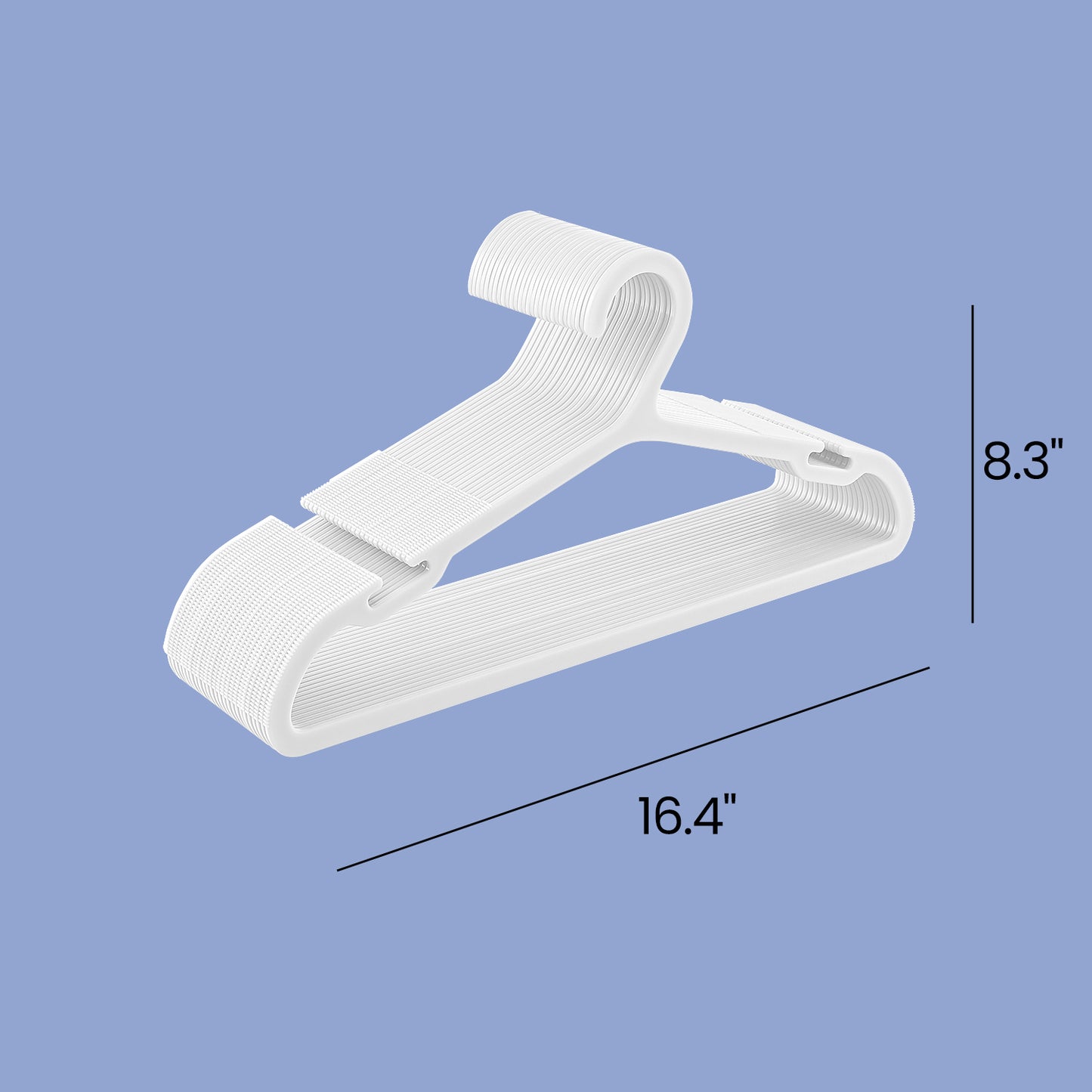 Pack of 50 Plastic Hangers, Wide Shoulder Notches Space Saving Coat Hangers for Closet, 16.4 Inches Wide, Cloud White