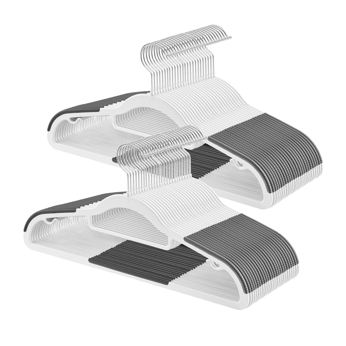 LEDREM Plastic Clothes Hangers 50 Pack, Non-Slip Space-Saving Design with 360° Swivel Hook, 42 x 21.5 x 0.6 cm, White