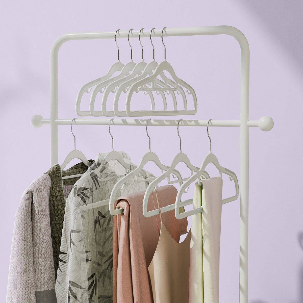 LEDREM Set of 50 Coat Hangers, Slim Plastic Clothes Hangers for Wardrobe, Space Saving, White