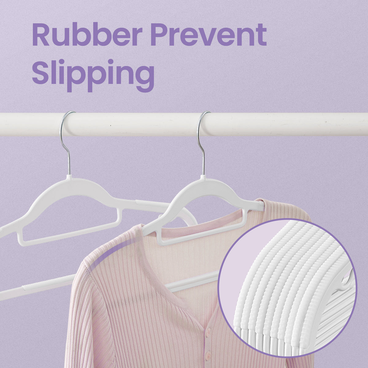 LEDREM Set of 50 Coat Hangers, Slim Plastic Clothes Hangers for Wardrobe, Space Saving, White