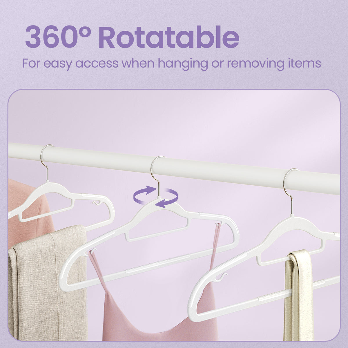 LEDREM Set of 50 Coat Hangers, Slim Plastic Clothes Hangers for Wardrobe, Space Saving, White