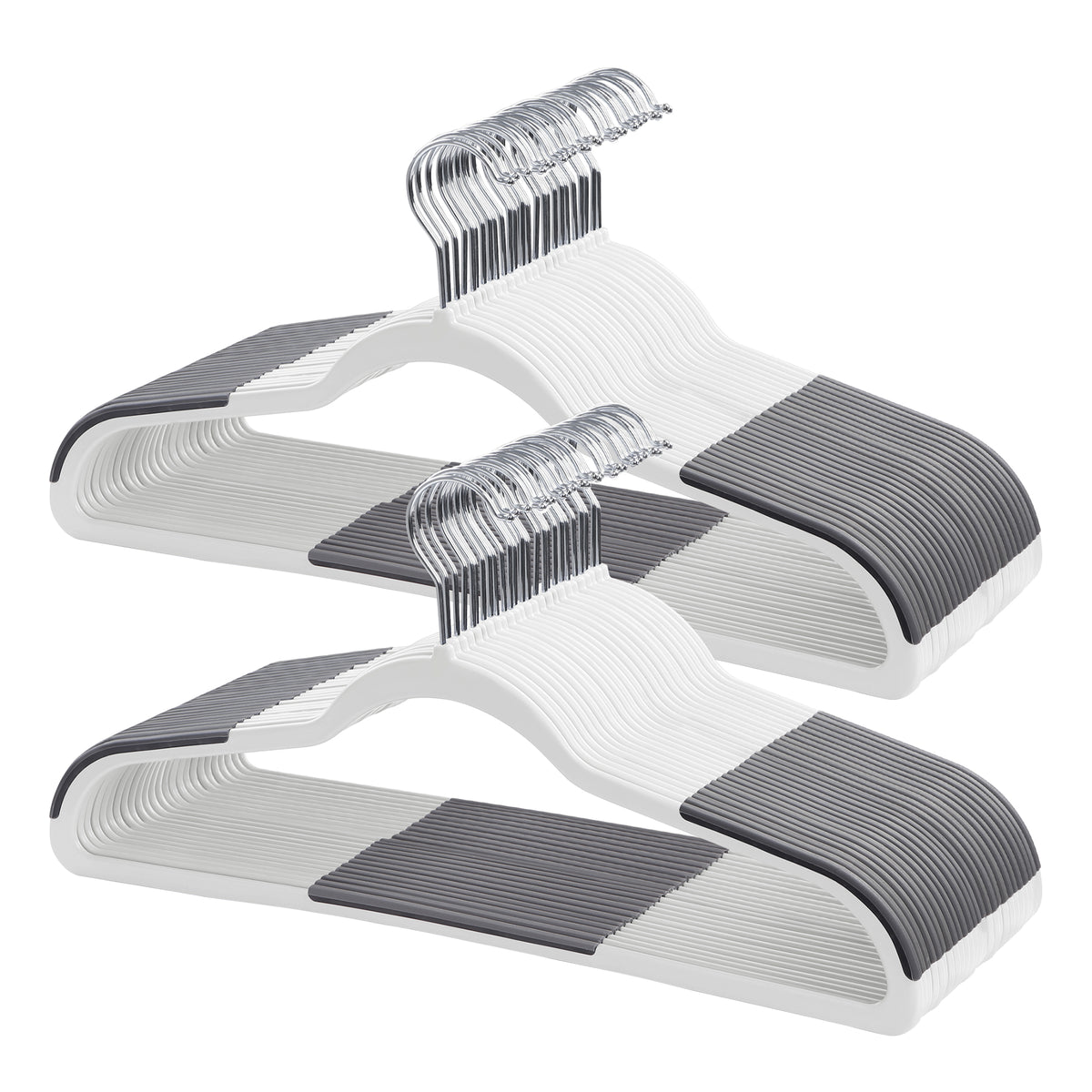LEDREM Non-Slip Plastic Clothes Hangers 50 Pack, Space-Saving with 360° Swivel Hook, 17.7 x 8.7 x 0.2 Inches, Gray