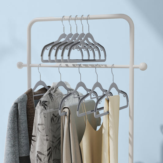 30-Pack Heavy-Duty Plastic Clothes Hangers, Non-Slip & Space-Saving (0.2" Slim), 360° Swivel Hook, Holds 11 lb , for Coats, Pants, Ties & Straps, Light,Dark Gray
