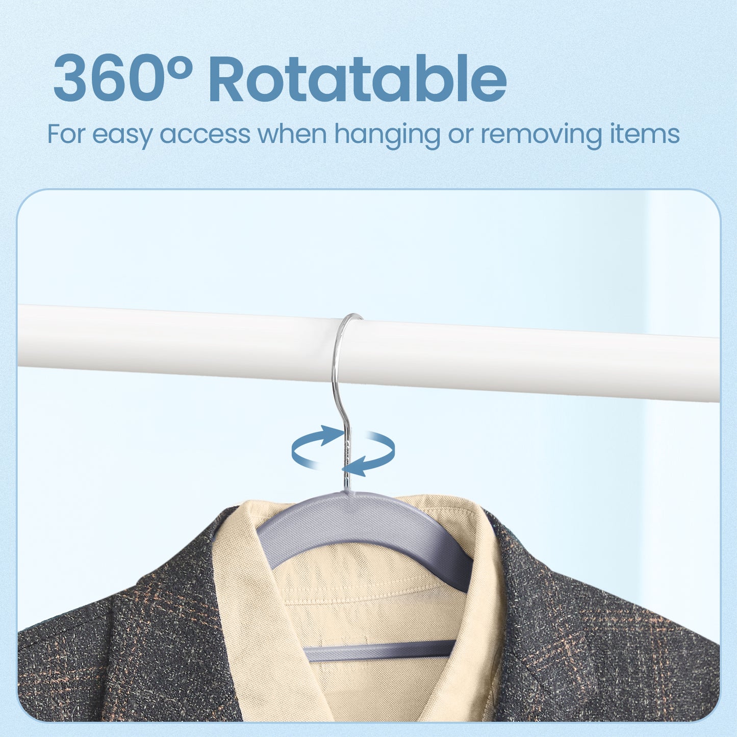 30-Pack Heavy-Duty Plastic Clothes Hangers, Non-Slip & Space-Saving (0.2" Slim), 360° Swivel Hook, Holds 11 lb , for Coats, Pants, Ties & Straps, Light,Dark Gray