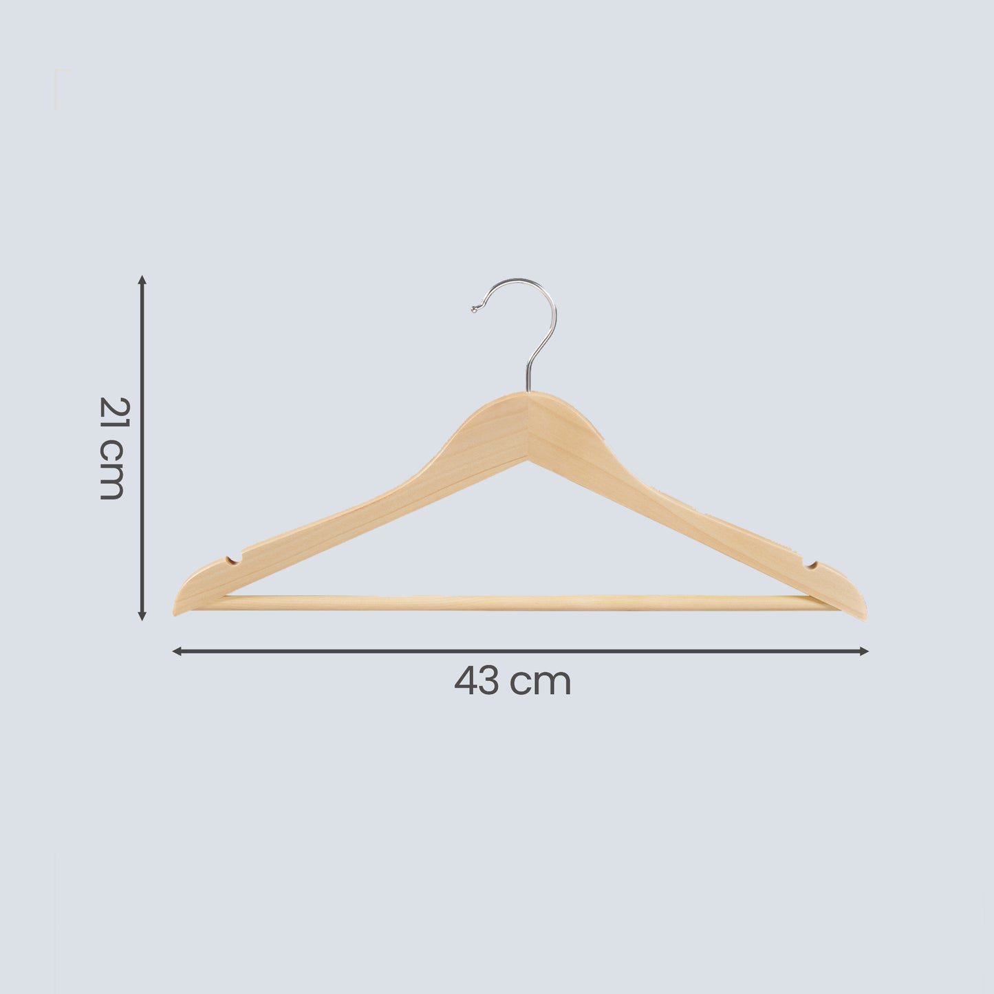 Pack of 24 Wooden Hangers with Pants Bar, Non-Slip Coat Hangers with 360° Swivel Hooks for Jackets and Shirts, Natural Wood