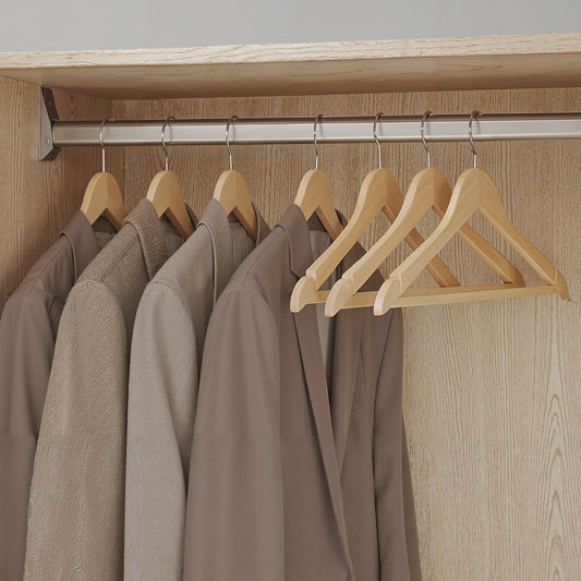 ubber Coated Wooden Hangers, 20-Pack Clothes Wood Hangers, Non-Slip Coat Hangers, Rubber Hangers with Shoulder Grooves and 360° Swivel Hook, Natural