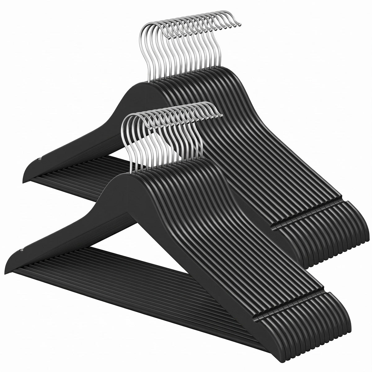 LEDREM Wooden Hangers 30 Pack, Space Saving Coat Hangers with Notches, 16.9 x 3.1 x 8.3 Inches, Black