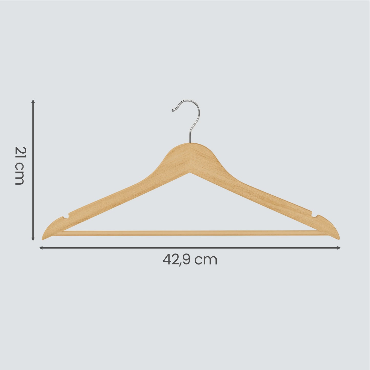 Pack of 30 Solid Birch Wood Hangers with Pants Bar, 360° Swivel Hooks, Space Saving Design for Shirts and Coats, Natural Beige