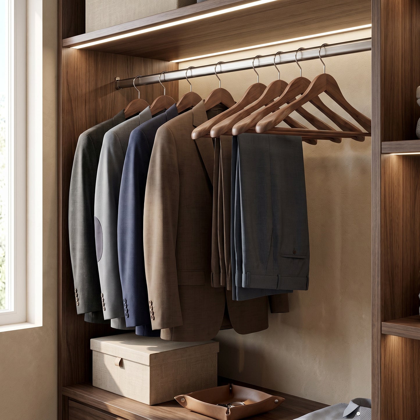 Wooden Suit Hangers 10 Pack, Extra Wide Shoulders with Non-Slip Bar, 17.5 x 2.2 x 9.1 Inches, Walnut