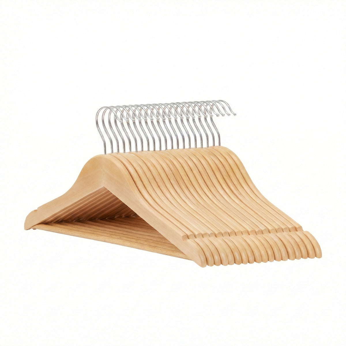 LEDREM Kids Wooden Hangers 20 Pack, Solid Wood Coat Hangers with Pants Bar and Swivel Hooks, 12.8 x 7.9 x 0.5 Inches, Natural