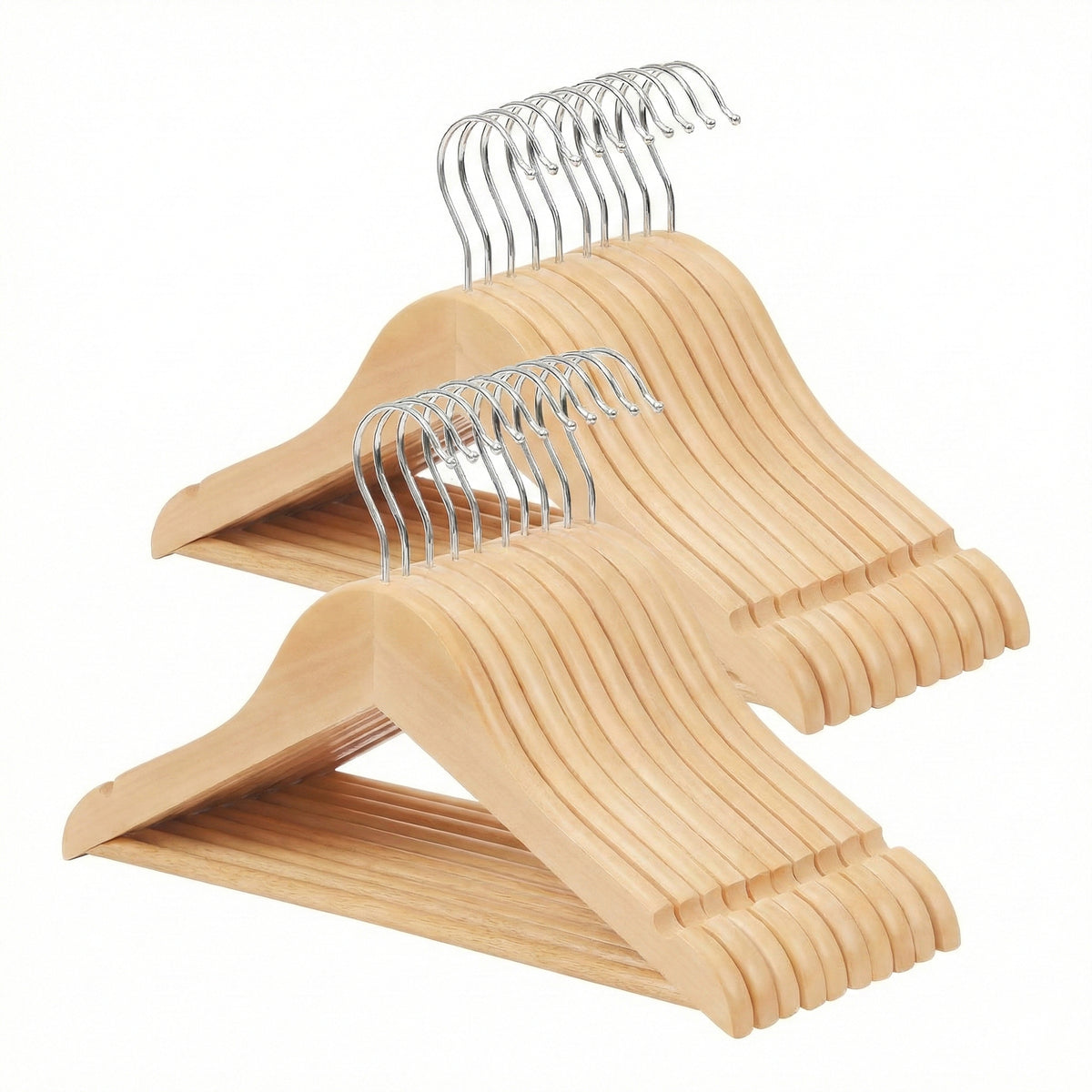 LEDREM Kids Wooden Hangers 20 Pack, Solid Wood Coat Hangers with Pants Bar and Swivel Hooks, 12.8 x 7.9 x 0.5 Inches, Natural