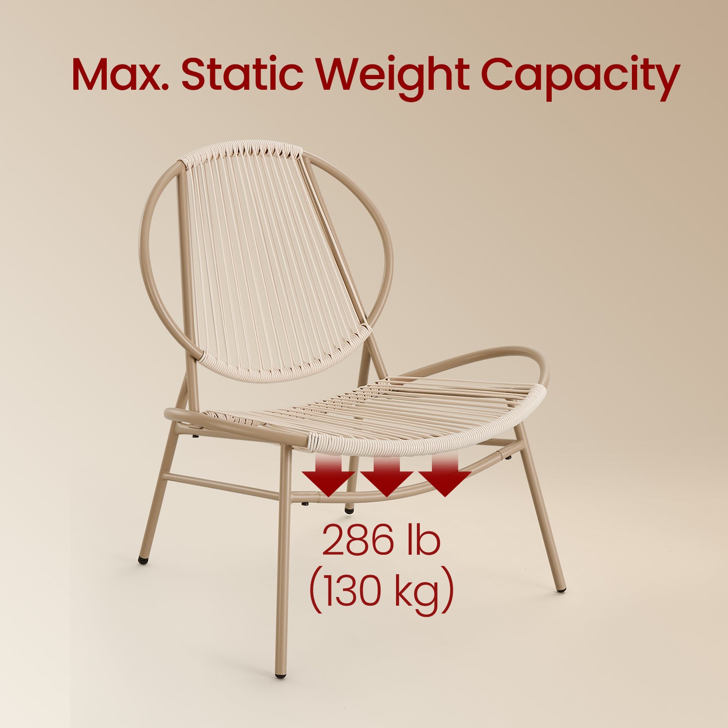 3-Piece Acapulco Bistro Set, Ergonomic Outdoor Chairs & Side Table, Modern Shell Design, 286lb Capacity, For Patio, Balcony, Camel Brown