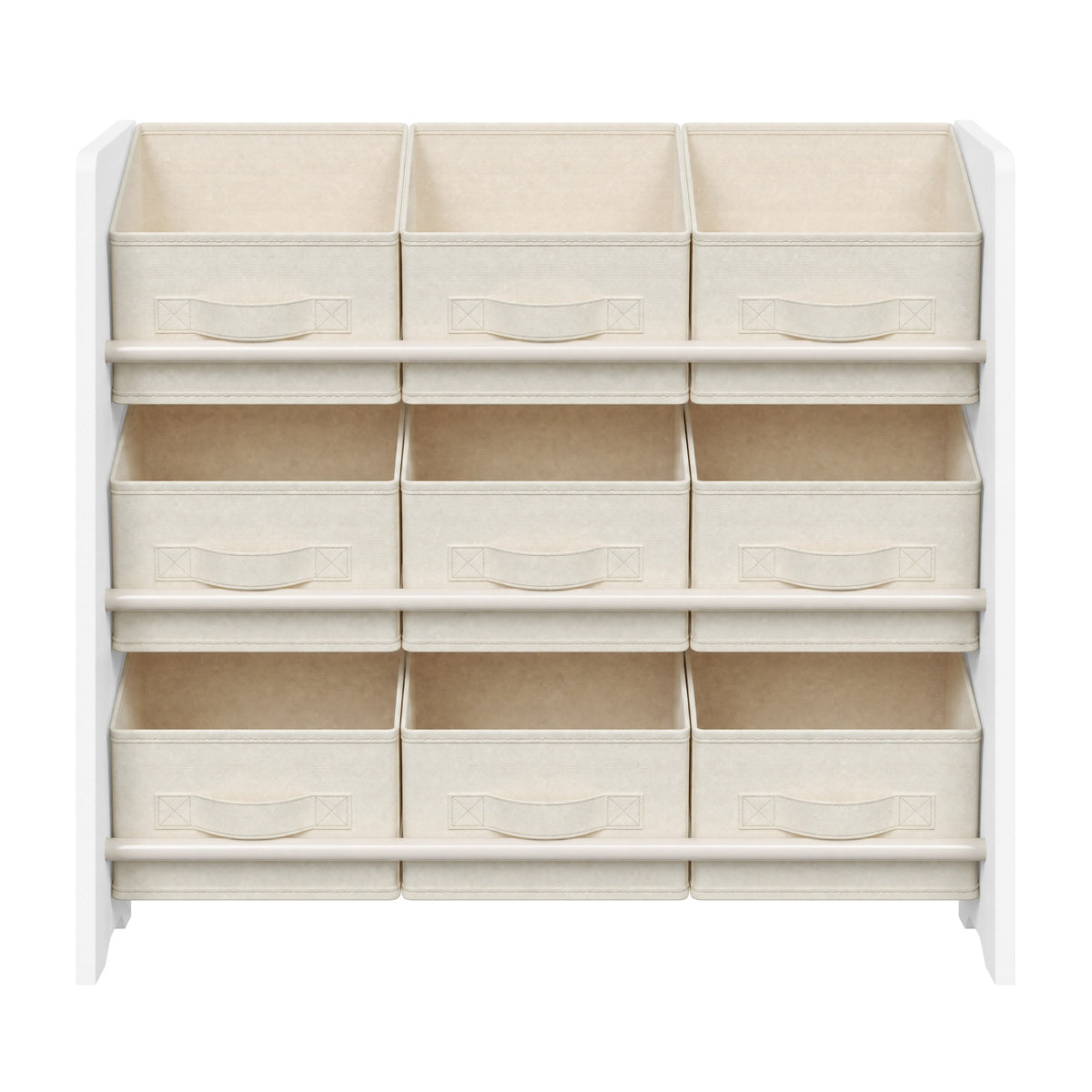Toy Organiser, Kid Toy Shelf with 9 Non-Woven Fabric Boxes, for Children's Room and Playroom, Spacious, 29.5 x 62.5 x 60 cm, White