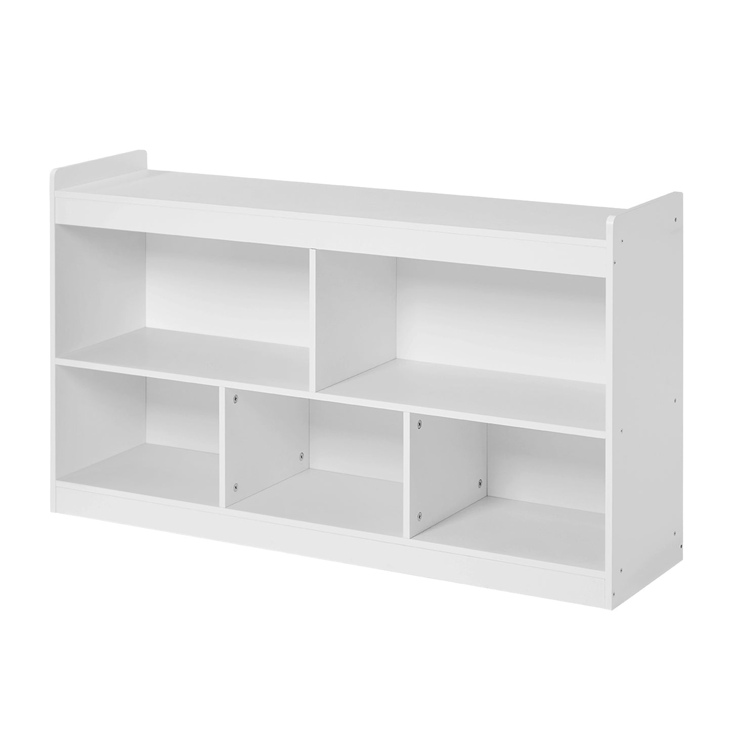 Montessori Storage Shelf with 5 Open Compartments for Playroom, 44.2 x 11.8 x 25.6 Inches, White