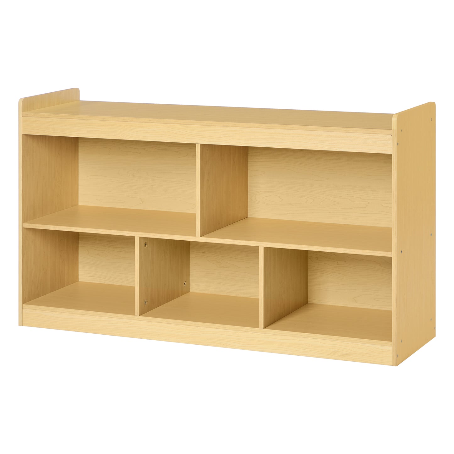 Montessori Kids' Toy Storage Shelf with 5 Open Compartments for Playroom, 44.2 x 11.8 x 25.6 Inches, Yellow