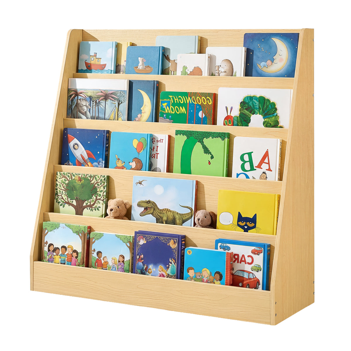 Children’s Bookshelf, Montessori 5-Tier Book Display Rack, Bookcase for Kids Room, Beige