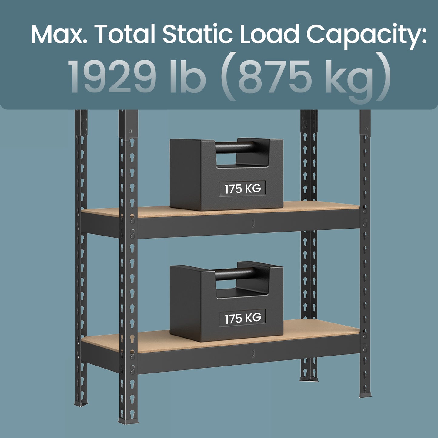 5-Tier Heavy-Duty Storage Shelves, 2310 lb Capacity, Boltless Adjustable Shelving Unit, 11.8" x 29.5" x 59.1", for Garage Basement Study, Dividable into 2 Units, Black,Natural Beige