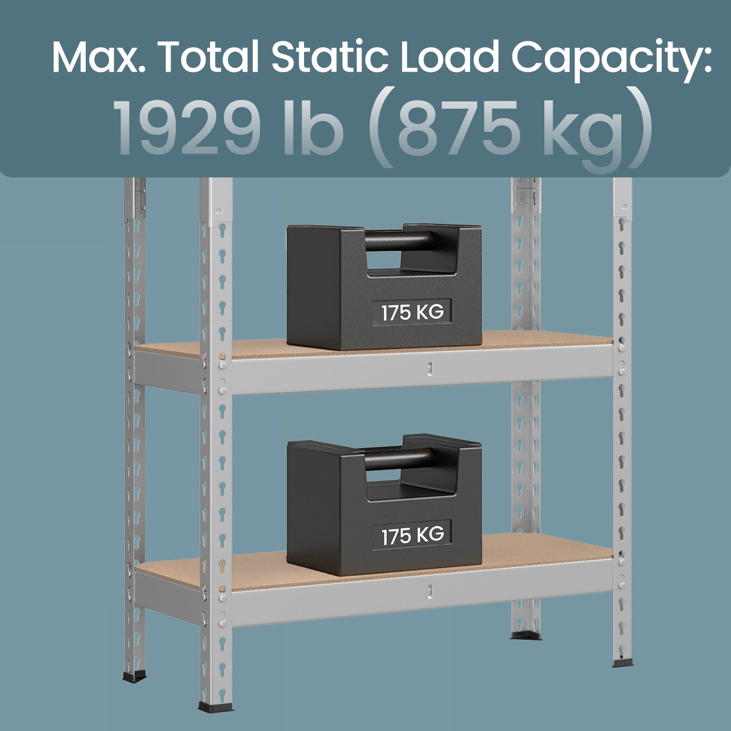5-Tier Heavy-Duty Storage Shelves, 2310 lb Capacity, Garage，Basement Use, Boltless Adjustable Shelving Unit, 11.8" x 29.5" x 59.1", Divisible into 2 Units, Silver & Beige