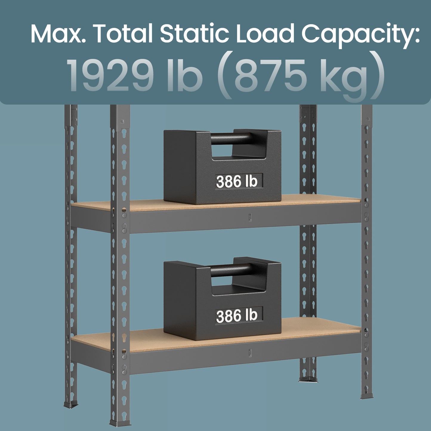 5-Tier Heavy Duty Storage Shelves, 2310 lb Capacity, Boltless Adjustable Shelving Unit, 11.8"x29.5"x59.1", for Garage Basement Study, 2-in-1 Design, Gray,Beige