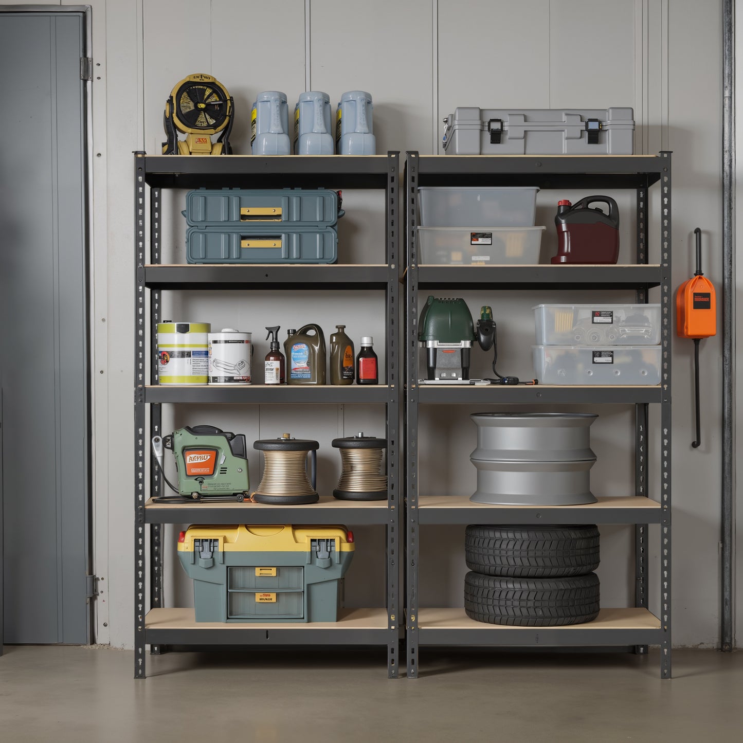 5-Tier Heavy-Duty Storage Shelves, Adjustable Garage & Basement Organizer, Boltless Assembly, Set of 2, 2310 lb Capacity, Black