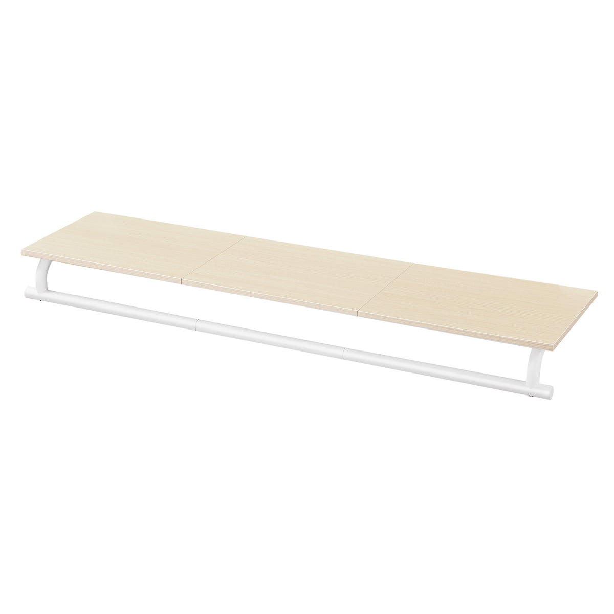 LEDREM Clothes Rack with Top Shelf, Wall Mounted Clothing Rack, with Hanging Rod, Entryway, Bedroom, Closet, White and Beige