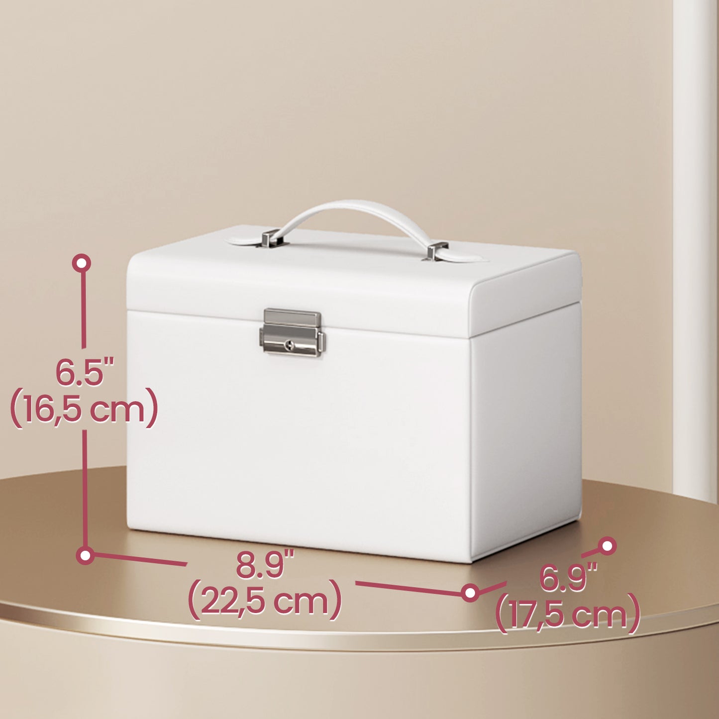 4-Tier Jewelry Organizer with Lock, Travel Jewelry Case with Mirror & 3 Drawers, Velvet-Lined Storage Box, Gift for Women, White