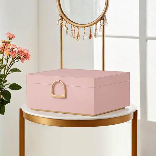 Jewelry Box Organizer - 2-Tier Floating Design with Removable Tray, Velvet Lined Storage & Handle, Gift Ready, Jelly Pink