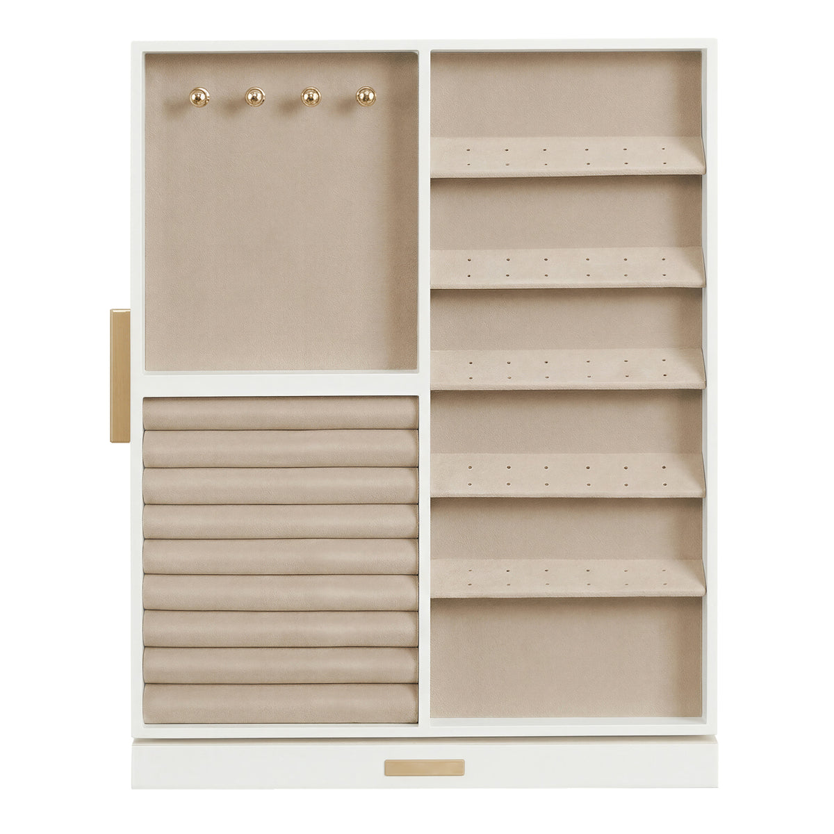 LEDREM 360° Rotating Jewelry Box Organizer with 7 Drawers, Vertical Earring Storage, 10.6 x 6.7 x 13 Inches, White