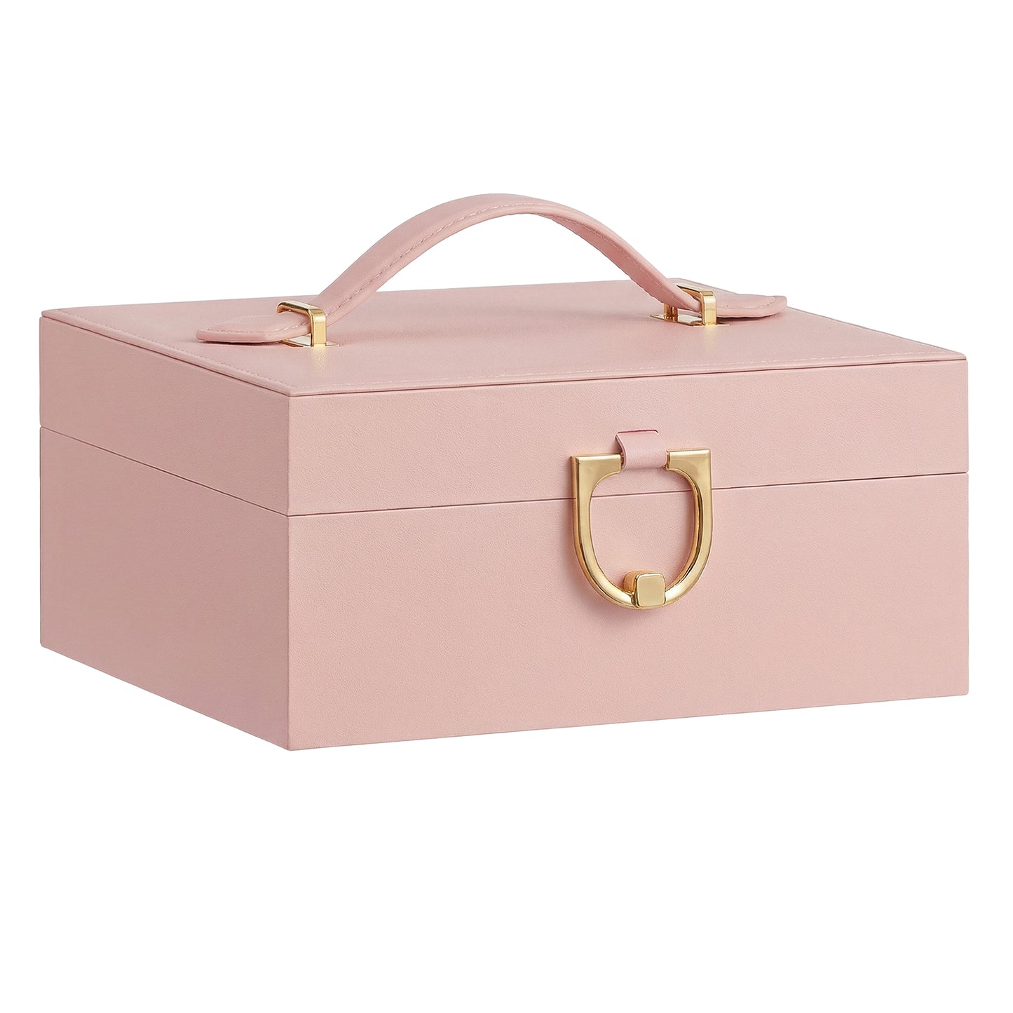 2-Tier Jewelry Storage Box, Removable Tray Organizer for Rings, Necklaces, Earrings, Gift for Women, Pink