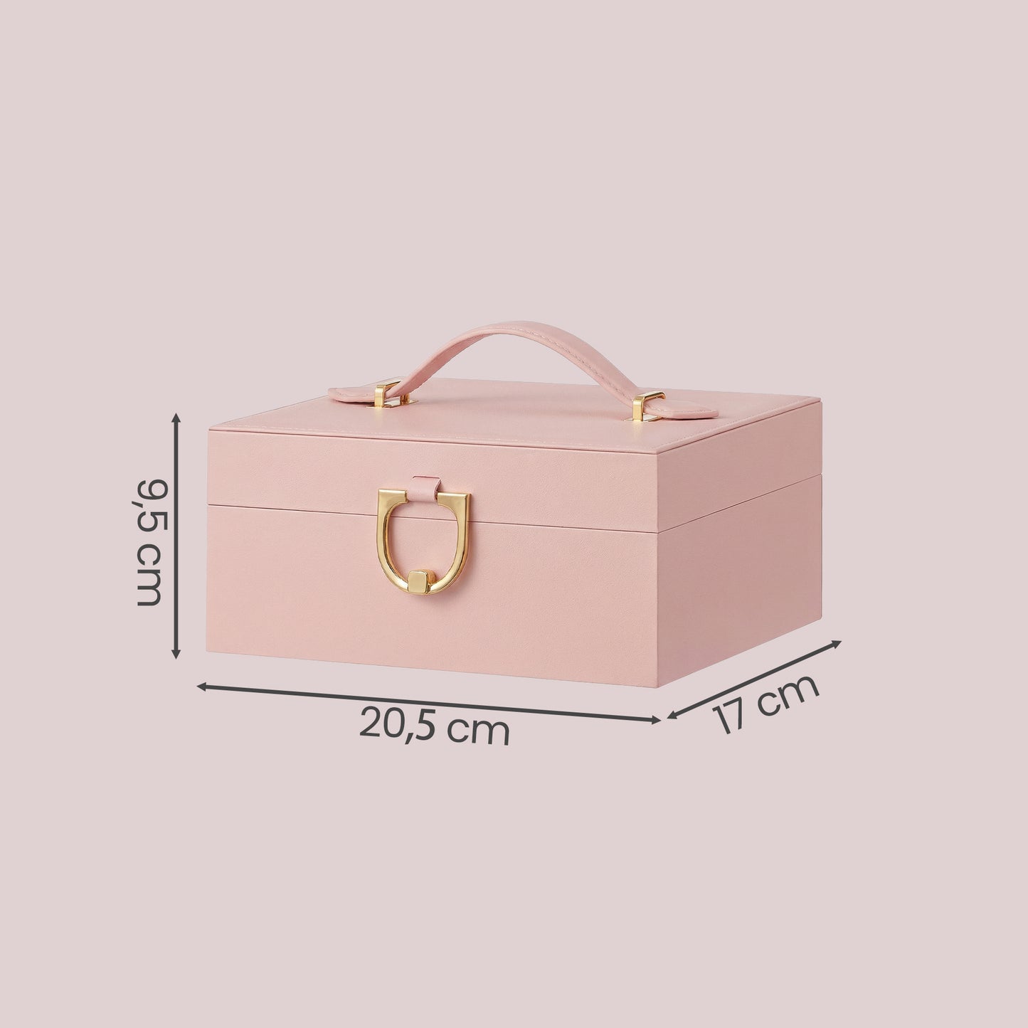 2-Tier Jewelry Storage Box, Removable Tray Organizer for Rings, Necklaces, Earrings, Gift for Women, Pink