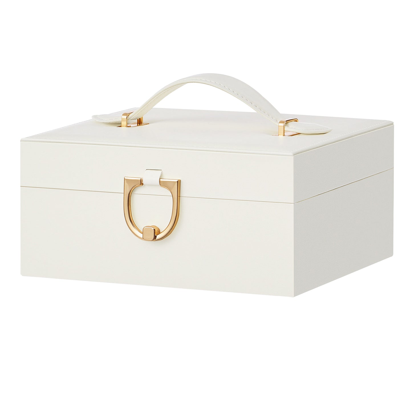 2-Tier Jewelry Storage Box, Removable Tray Organizer for Rings, Necklaces, Earrings, Gift for Women, White