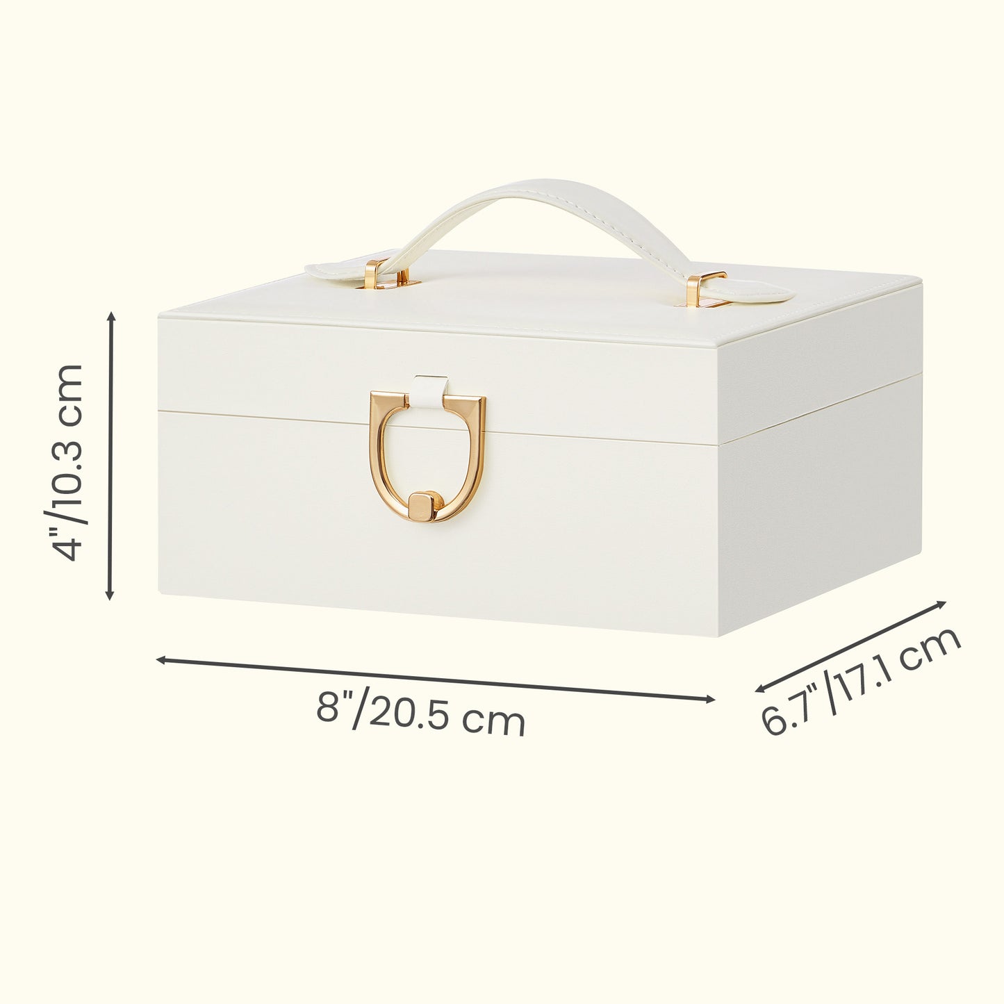 2-Tier Jewelry Storage Box, Removable Tray Organizer for Rings, Necklaces, Earrings, Gift for Women, White