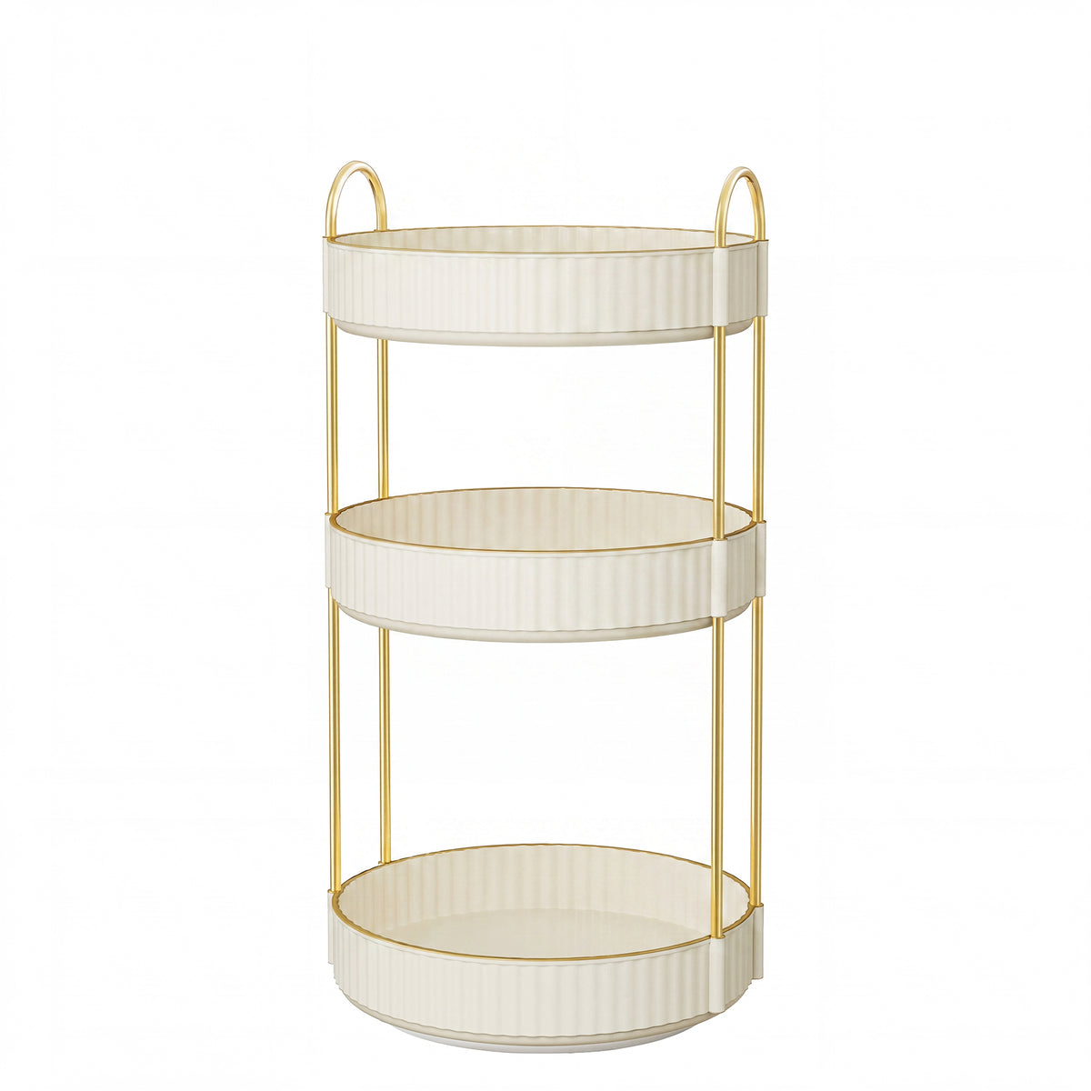 LEDREM Makeup Organizer, 3-Tier 360° Rotating Skincare Organizer Countertop for Vanity, 9.1 x 9.1 x 18.7 inches, White