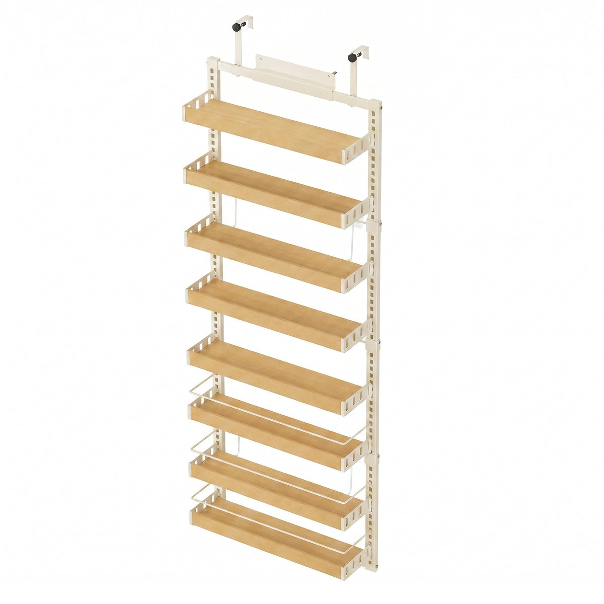 Pantry Door Organizer, 8-Tier Adjustable Wall Mount Spice Rack, 16.9 x 6.2 x 71.7 Inches, White