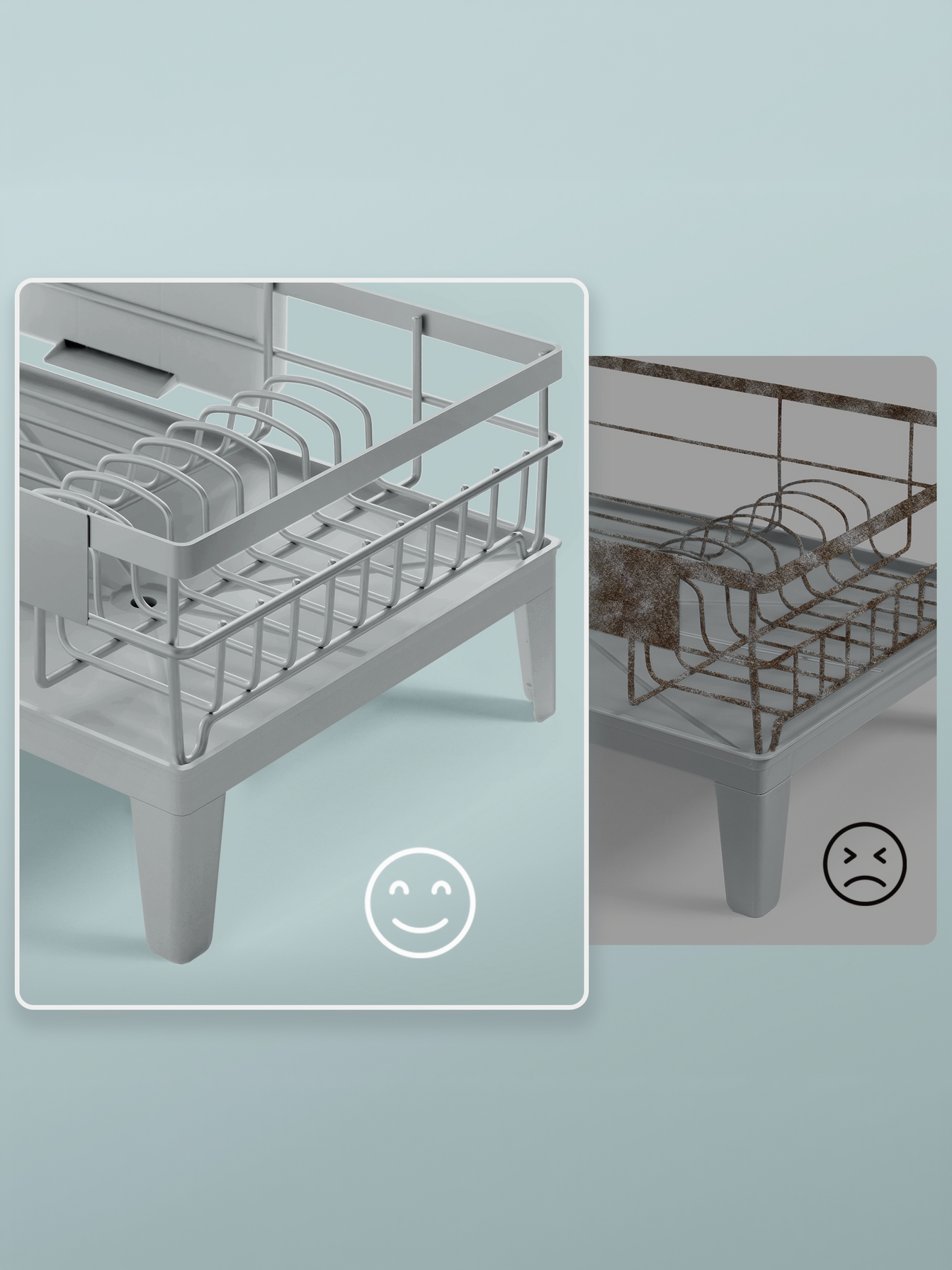 Kitchen Dish Drying Rack with Drainboard and Cutlery Holder, 360° Rotatable Spout for Small Spaces, 12.2 x 16.5 Inch, Dove Gray