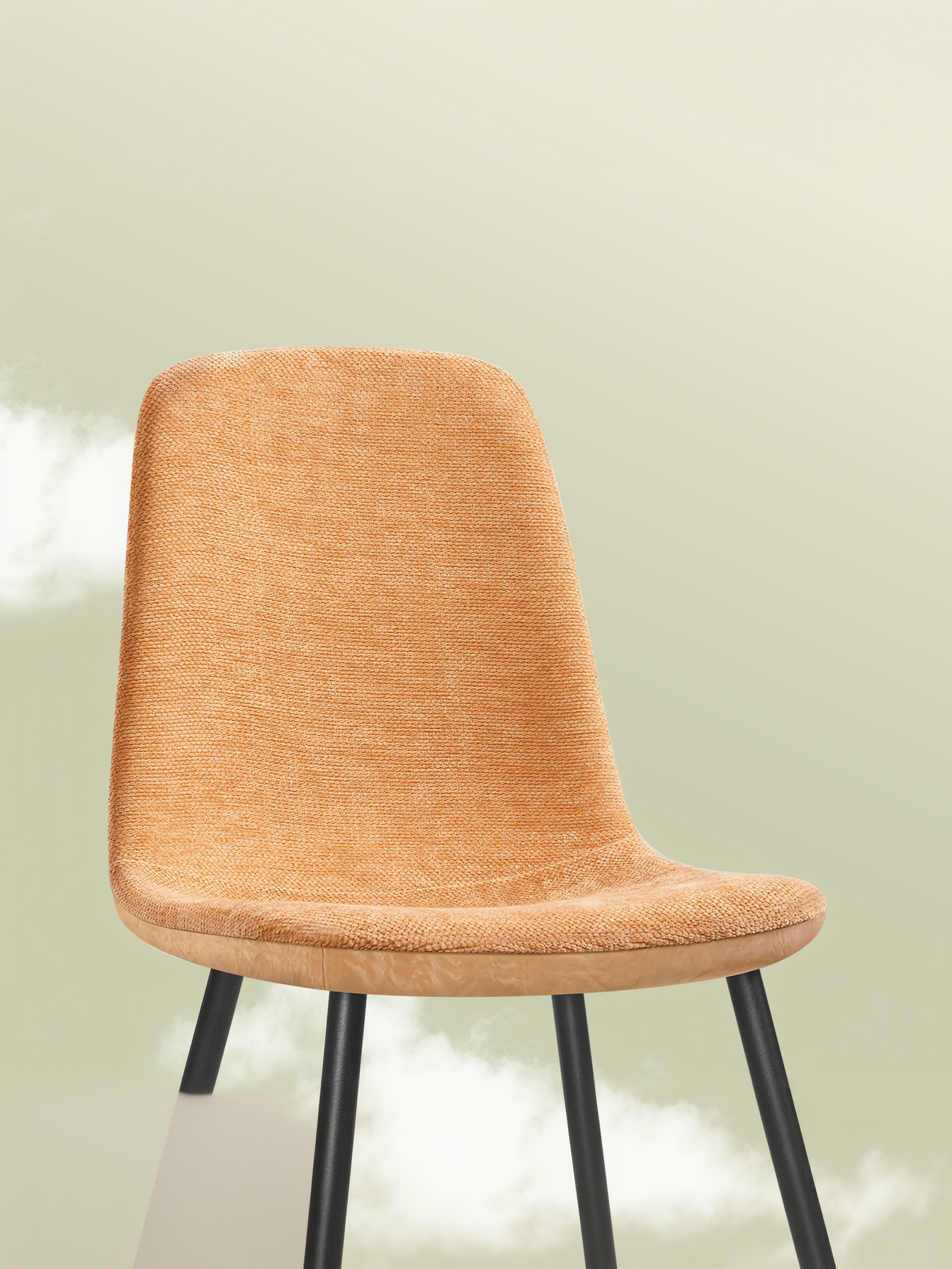 Set of 4 Dining Chairs, Metal Frame Glacier-Textured Synthetic Leather Chairs with Adjustable Feet, for Kitchen and Dining Room, Caramel Brown