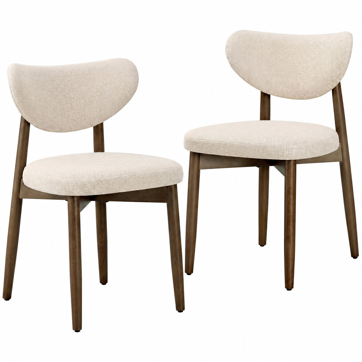 Mid Century Modern Dining Chairs Set of 2, Upholstered Wooden Chairs, 19.6 x 20 x 32.2 inches, Beige