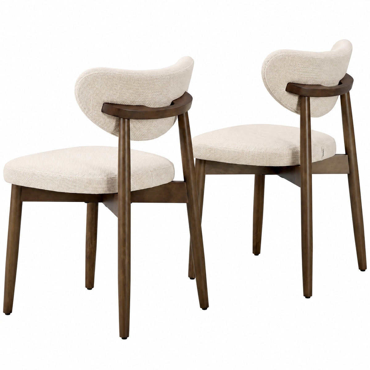 Mid Century Modern Dining Chairs Set of 2, Upholstered Wooden Chairs, 19.6 x 20 x 32.2 inches, Beige
