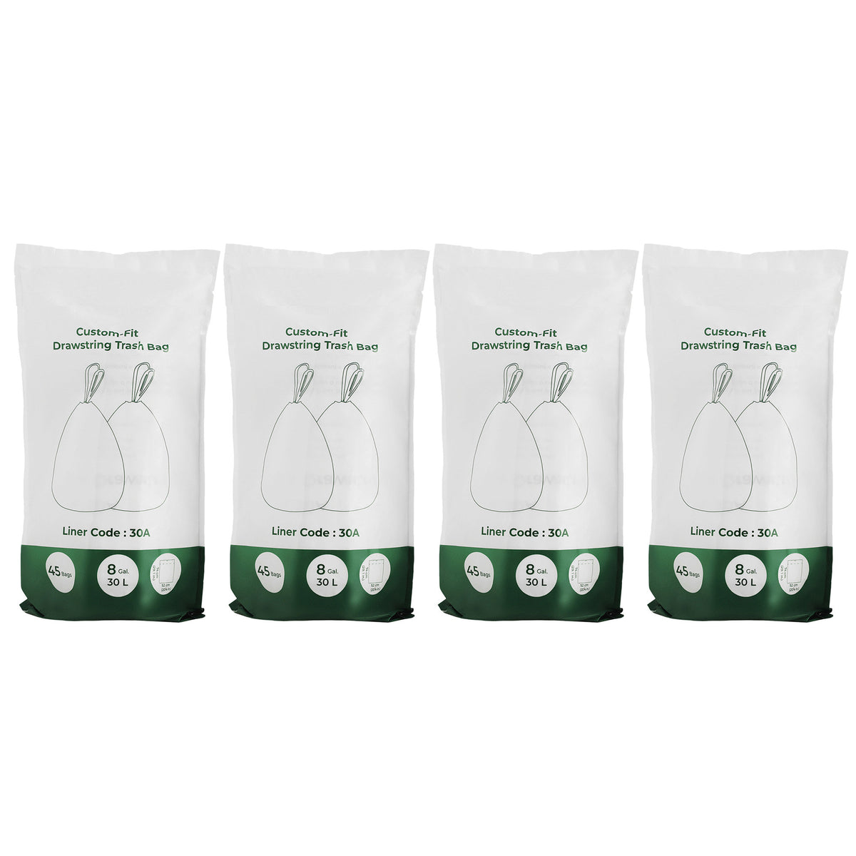 LEDREM 8-Gallon Heavy-Duty Trash Bags, 180 Count Garbage Bags with Drawstrings, Quick-Dispense Box, Cloud White and Dove Gray