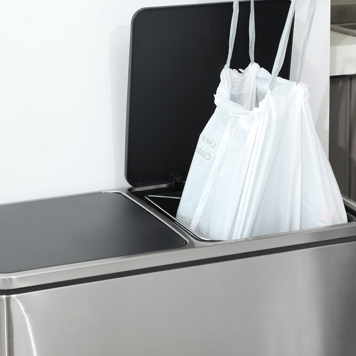 LEDREM 8-Gallon Heavy-Duty Trash Bags, 45 Count Garbage Bags with Drawstrings, Quick-Dispense, Cloud White and Dove Gray