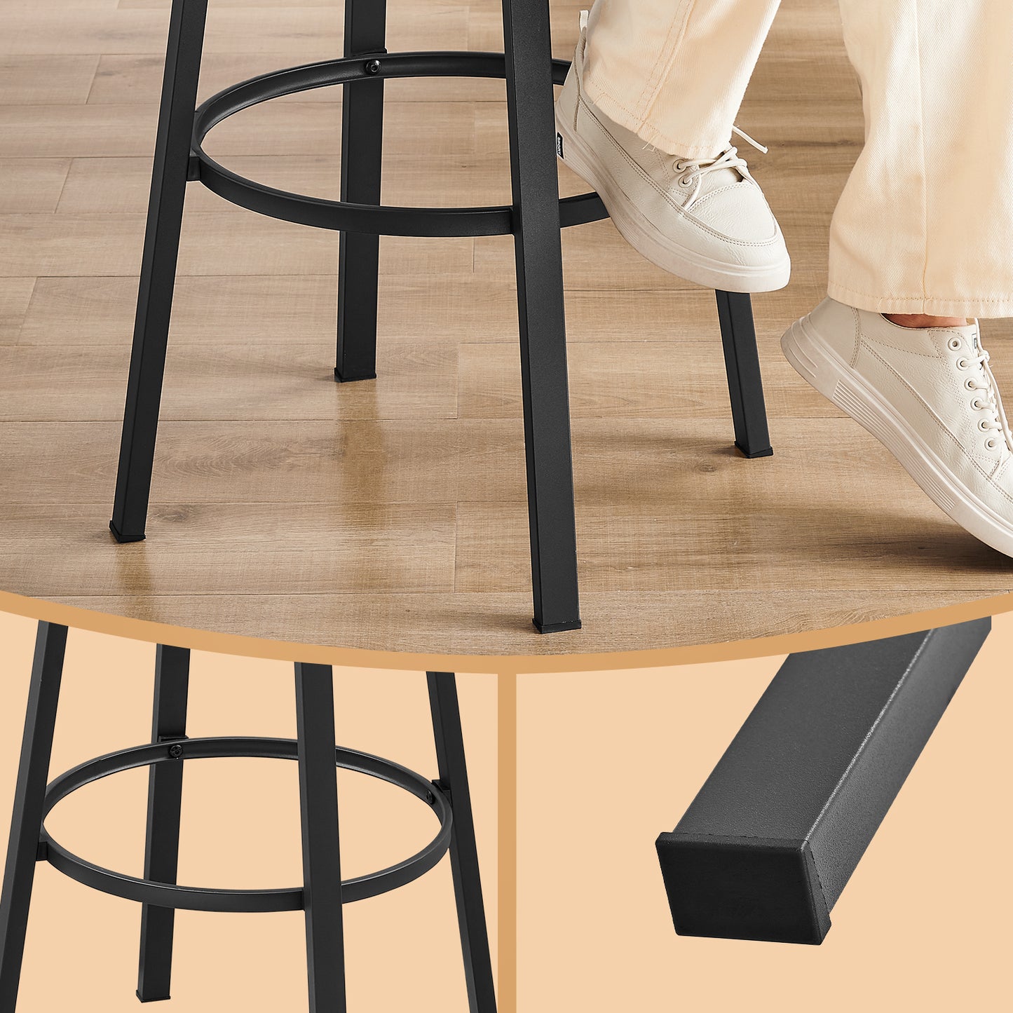 Bar Stools Set of 2, 28.7" Counter Height Stools with Backrest & Footrest, Heavy-Duty Steel Frame, Ergonomic Design for Kitchen,Bar,Dining, Easy Assembly, Ebony Black