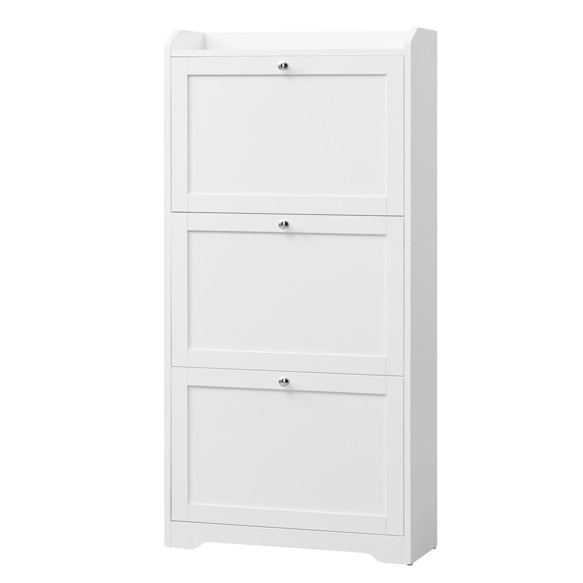 LEDREM Shoe Rack, Shoe Storage Cabinet, 3 Flip Drawers, Holds 12-20 Pairs, for Entryway, Cloud White